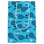 Blue Tennis Party, tennispatroon Medium Cadeauzakje (Achterkant)