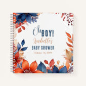 Blue Terracotta Oh Boy Herfst Baby shower Guestboo Notitieboek (Voorkant)