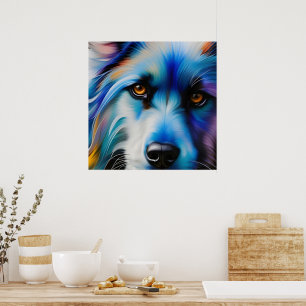 BLUE TERRIER DOG SLUITEN POSTER