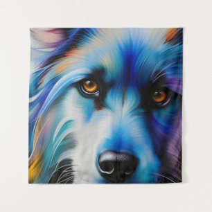 BLUE TERRIER DOG SLUITEN WANDKLEED
