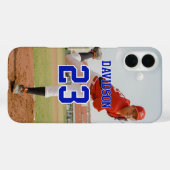 Blue Text Photo Name Jersey Number Custom Case-Mate iPhone Case (Achterkant (horizontaal))