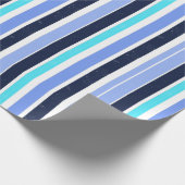 Blue Texture Stripes Pattern Cadeaupapier (Hoek)