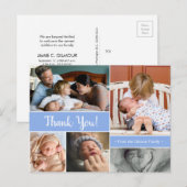 Blue Thank You 2e Baby Aankondiging Baby Boy Briefkaart (Voorkant / Achterkant)