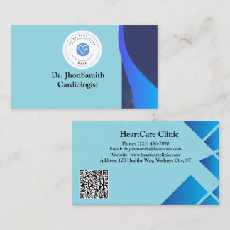 Blue theme Customized Logo QR Doctor Visitekaartje