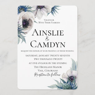 Blue Thistle Anemone bruiloft uitnodiging