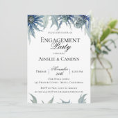 Blue Thistle Botanique Engagement Party Invitation (Debout devant)