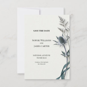 Blue Thistle Botanische Huwelijk Opslag de Datum Save The Date