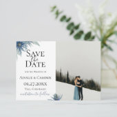 Blue Thistle Foto Save The Date Aankondiging (Staand voorkant)