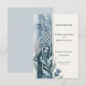 Blue Thistle Save The Date Kaart (Voorkant / Achterkant)