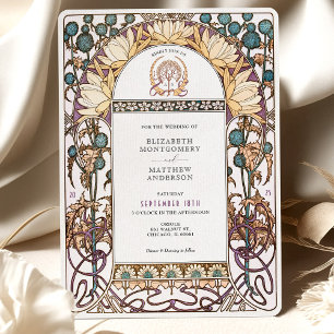 Blue Thistles Art Nouveau bruiloft Kaart