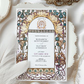 Blue Thistles Art Nouveau bruiloft Kaart