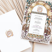 Blue Thistles Art Nouveau bruiloft Kaart