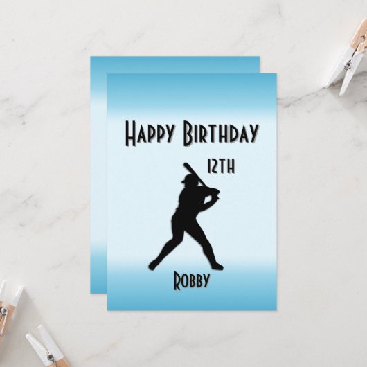 Blue Ticket Baseball Birthday Party Invitation Kaart (Voorkant / Achterkant in situ)