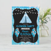 Blue tie dye slumber party kaart (Staand voorkant)