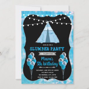 Blue tie dye slumber party kaart