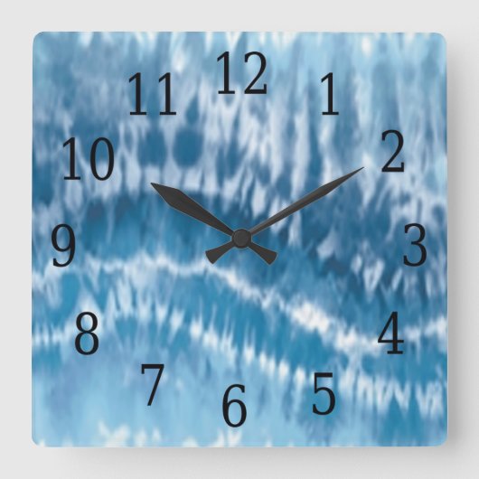 Blue Tie Dye Square klok (Voorkant)
