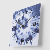 Blue Tie Dye Vierkante Klok (Hoek)