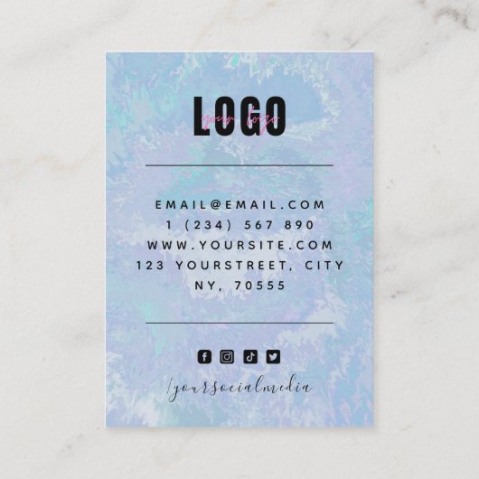 Blue Tie Dye Waterverf oorkont juwelen Visitekaartje (Achterkant)