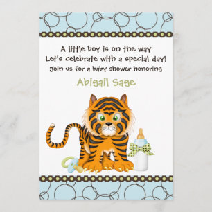 Blue Tiger Baby shower voor jongens Kaart