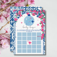 Blue Tile Disco baby shower bingo Carte de jeu