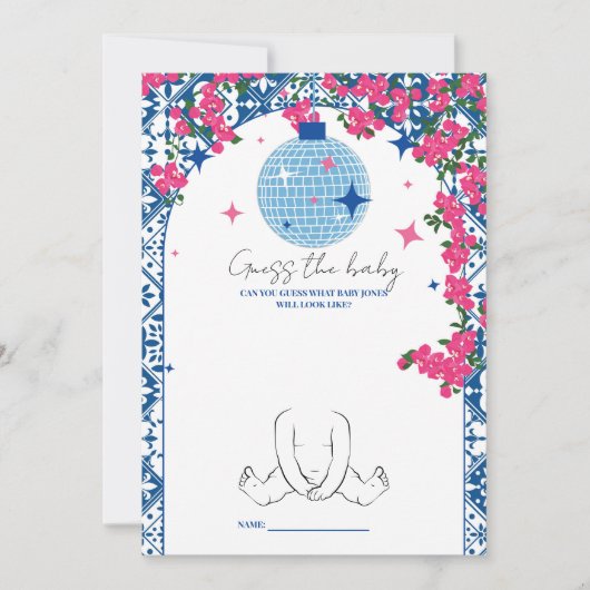 Blue Tile Disco Devinez la carte de jeu baby showe (Devant)