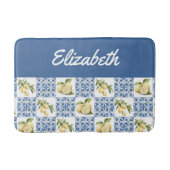 Blue Tile French Country Lemon Custom Name Badmat (Voorkant)