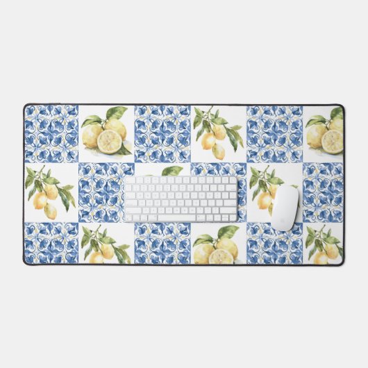 Blue Tile French Country Lemon Pattern (Clavier et souris)