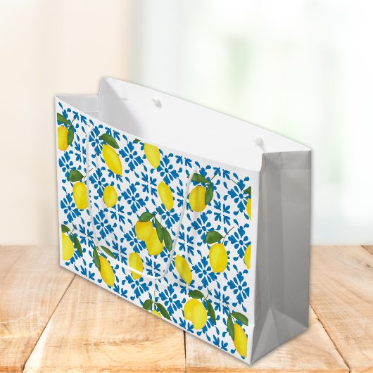 Blue Tile French Country Lemon Pattern  Groot Cadeauzakje