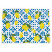 Blue Tile French Country Lemon Pattern  Groot Cadeauzakje (Voorkant)