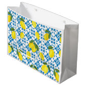 Blue Tile French Country Lemon Pattern  Groot Cadeauzakje (Voorkant Gekanteld)