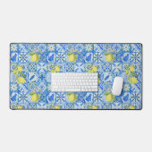 Blue Tile French Country Lemon Pattern Home Decor (Clavier et souris)