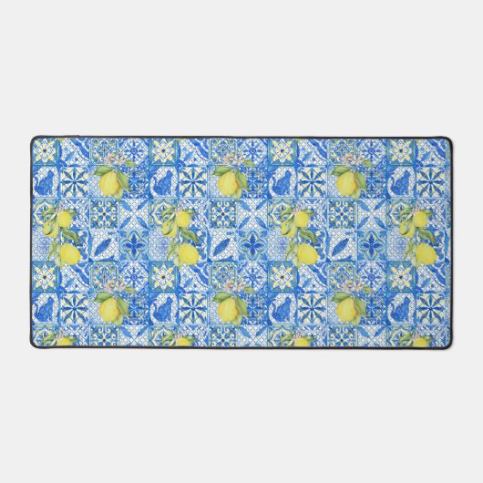 Blue Tile French Country Lemon Pattern Home Decor (Recto)