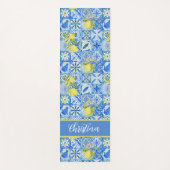 Blue Tile French Country Lemon Pattern Provencal Yogamat (Voorkant)