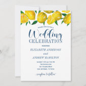 Blue Tile Italian Lemon Wedding Invitation Kaart (Voorkant)