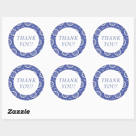Blue Tile Thank You Sticker (Feuille)