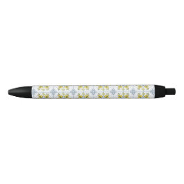 Blue Tile Watercolor French Country Lemon Pattern Zwarte Inkt Pen