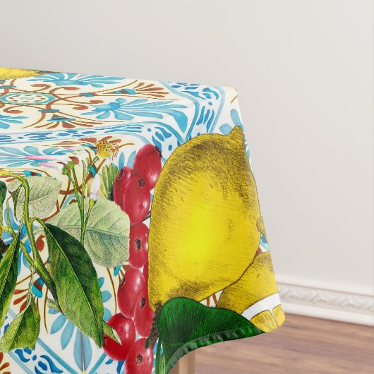 Blue tiles lemon Mediterranean Tafelkleed (Voorbeeld)