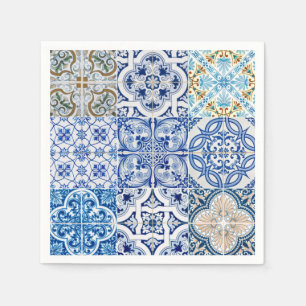 Blue Tiles Paper Napkins Servet