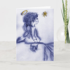 blue tint angel wil feestdagen kaart