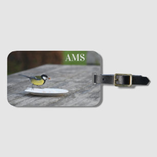 Blue Tit Bird Feeding Persoonlijke Initialen Bagagelabel