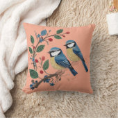 Blue Tit Birds on a Vine  Kussen (Deken)