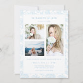 Blue Toile Afstuderen Aankondiging Kaart Uitnodige (Achterkant)