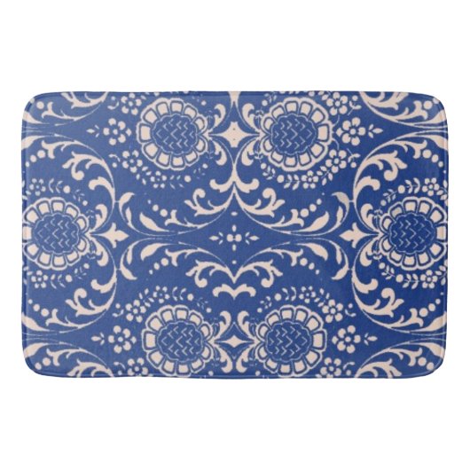 Blue Toile Bathroom Rug. Badmat (Voorkant)