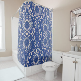 Blue Toile Bathroom Showgordijn Douchegordijn