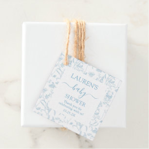Blue Toile Beer Baby shower Boy Bedankjes Labels