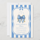 Blue Toile Bow Coquette Nursing School Gradu Kaart (Voorkant)