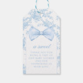 Blue Toile Bow Stropdas Boho Baby Boy Shower Dank Cadeaulabel (Achterkant)