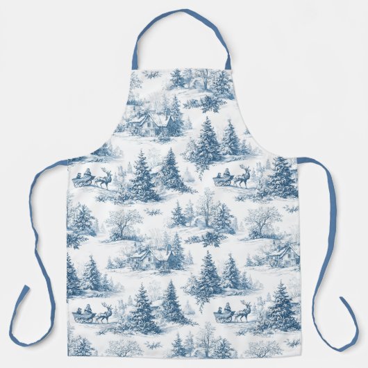 Blue Toile Christmas Pattern Schort (Voorkant)