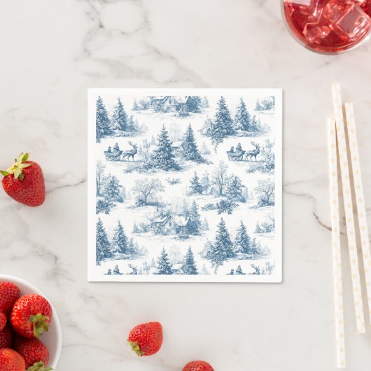 Blue Toile Christmas Pattern  Servet (Insitu)