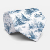 Blue Toile Christmas Pattern  Stropdas (Opgerold)